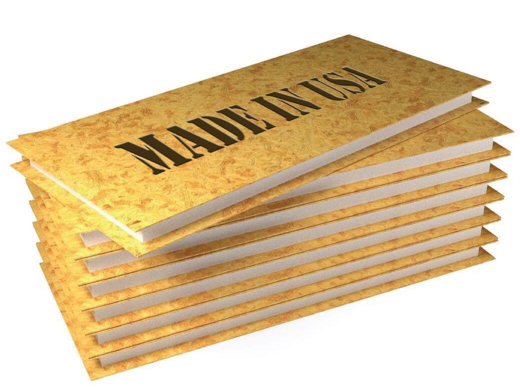 stack of American made structural insulated panels that can be used to build a hurricane resistant house kit