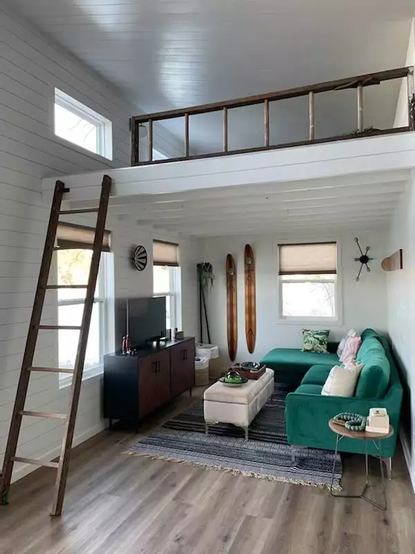 MSH 20220416 indoors finished ladder loft living room furbished white paneling PX