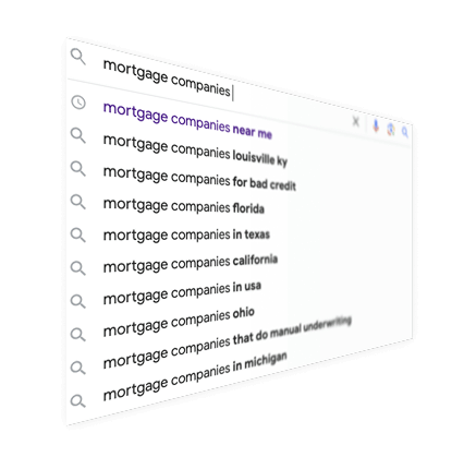 Illustration of search results for mortgage companies