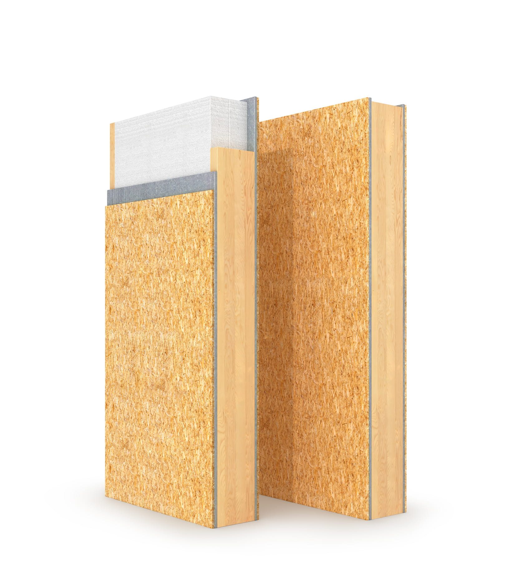 cutaway of a structural insulated panel (sip) reveals its solid foam core and osb skins, creating a continuous load‑bearing shell that resists wind uplift and debris impact while delivering superior insulation and energy efficiency.